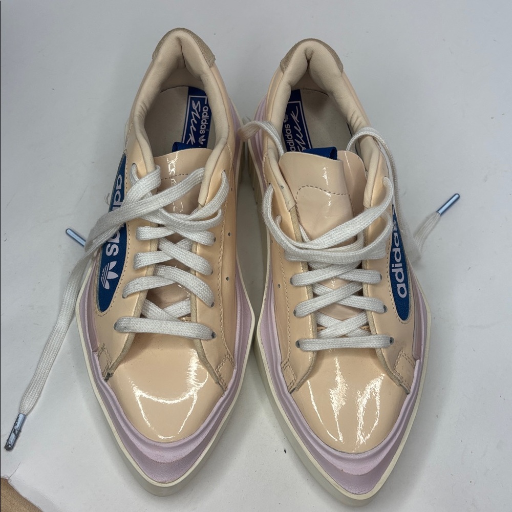 Adidas Originals Hyper Sleek Platform Sneakers Size 6 tan pink blue - Picture 10 of 15